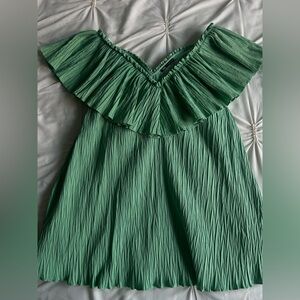 Zara Green Off-Shoulder Mini Dress
